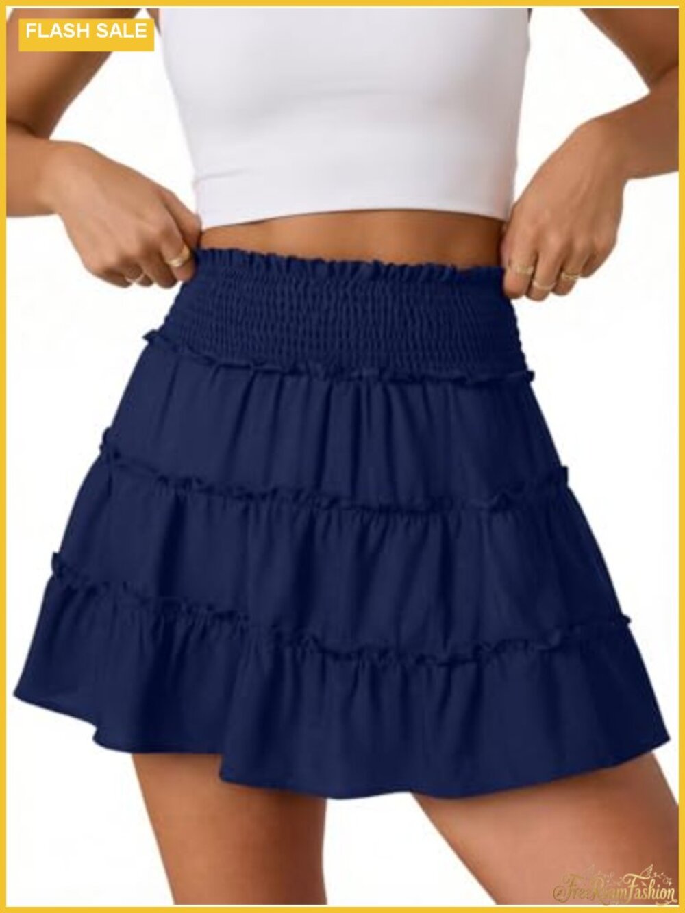 Cotton Ruffle High Waisted Mini Skort with Built-in Shorts